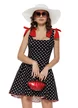 Rochie de vara mini cu buline cupe buretate contur si fundite rosii