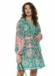 Rochie de vara mini din bumbac imprimeu paisley bohemian verde cu roz