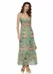 Rochie de vara olive lunga cu bumbac imprimeu mediteranean Amalfi cupe buretate