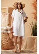 Rochie de vara stil camasa din in organic premium supersoft cu buzunare si brosa boho