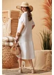 Rochie de vara stil camasa din in organic premium supersoft cu buzunare si brosa boho