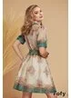 Rochie de vara stil camasa din organza cu imprimeu floral  cu influente baroc verde