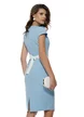 Rochie elegantă baby blue Fofy cu talie contrastantă și aplicație florală ivory