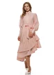 Rochie eleganta cristal rose din organza premium fusta asimetrica cu volane intarite