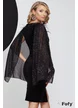 Rochie elegantă de catifea neagră Fofy cu decolteu adânc maneci din voal cu glitter fin si broderie din margele pe umeri