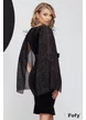 Rochie elegantă de catifea neagră Fofy cu decolteu adânc maneci din voal cu glitter fin si centura cu pene si cristale