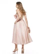 Rochie eleganta de lux din organza roz cu corset reglabil si funda maxi cu cristale