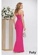 Rochie eleganta de ocazie ciclame lunga cu corset buretat cu funda maxi din tafta satinata