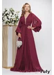 Rochie eleganta de ocazie de LUX pruna din voal plisat cu bust buretat si strassuri