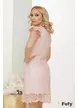 Rochie eleganta de ocazie din dantela roz cu paiete fine si aplicatii de pene