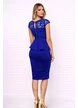 Rochie elegantă de ocazie Fofy albastra cu peplum si bust din dantela premium