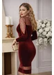 Rochie eleganta de ocazie Fofy de catifea bordo cu decupaje spectaculoase