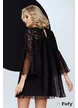 Rochie eleganta de ocazie Fofy neagră croi lejer din tul plisat si paiete 