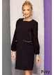  Rochie elegantă de ocazie Fofy neagra cu lanturi  pe buzunare si maneca lunga din voal