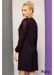  Rochie elegantă de ocazie Fofy neagra cu lanturi  pe buzunare si maneca lunga din voal