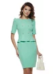 Rochie elegantă de ocazie Fofy verde menta cu peplum si nasturi tip perle