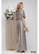 Rochie eleganta de ocazie lunga din lurex elastic auriu delicat cu decolteu in v