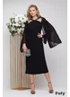 Rochie eleganta de ocazie midi de LUX cu maneci plisate plisate si aplicatii premium de broderie cu margele si paiete