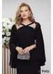 Rochie eleganta de ocazie midi de LUX cu maneci plisate plisate si aplicatii premium de broderie cu margele si paiete