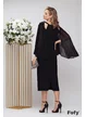 Rochie eleganta de ocazie midi de LUX cu maneci plisate plisate si aplicatii premium de broderie cu margele si paiete