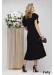 Rochie eleganta de ocazie midi de LUX din tripluvoal usor satinat negru aplicatii premium de broderie cu margele 