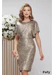 Rochie eleganta de ocazie premium din lurex elastic auriu delicat cu strasuri