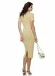 Rochie eleganta din tricot premium galben cu buzunare terminatii ondulate si accesorii aurii
