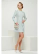 Rochie eleganta din tweed bleu premium cu buzunare aplicate si nasuri imbracati