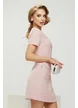 Rochie eleganta din tweed roz premium cu buzunare aplicate si contururi din perle paiete si cristale