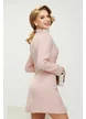 Rochie eleganta din tweed roz premium cu buzunare aplicate si nasuri imbracati