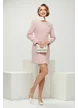 Rochie eleganta din tweed roz premium cu buzunare aplicate si nasuri imbracati