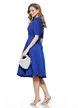 Rochie eleganta Fofy albastra croi retro cu fundita din strassuri
