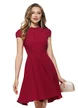 Rochie eleganta Fofy bordo cu pliuri  gat si fusta clos