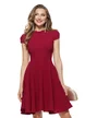 Rochie eleganta Fofy bordo cu pliuri  gat si fusta clos