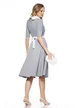 Rochie eleganta Fofy gri cu guler retro si nasturi cu strassuri