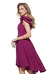 Rochie eleganta Fofy magenta cu pliuri  volane si fundita din margele