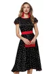 Rochie eleganta Fofy midi  neagră cu imprimeubuline medii albe