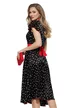 Rochie eleganta Fofy midi  neagră cu imprimeubuline medii albe