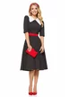 Rochie eleganta Fofy neagra cu buline si guler retro