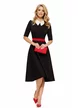 Rochie eleganta Fofy neagra cu guler alb  cu strassuri
