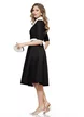 Rochie eleganta Fofy neagra cu guler retro si nasturi cu strassuri