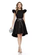 Rochie eleganta Fofy neagra cu pliuri , volane si funfdita din margele