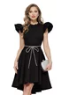Rochie eleganta Fofy neagra cu pliuri , volane si funfdita din margele
