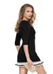 Rochie eleganta Fofy neagra cu volan si nasturi aurii