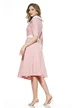 Rochie eleganta Fofy roz cu guler retro si nasturi cu strassuri