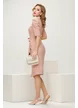 Rochie eleganta Fofy roz usor elastica cu fusta petrecuta si nod stilizat