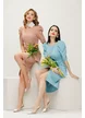 Rochie eleganta Fofy roz usor elastica cu fusta petrecuta si nod stilizat