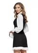 Rochie eleganta Fofy tip sarafan negru cu volane si nasturi cu strassuri