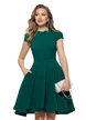 Rochie eleganta Fofy verde smarald cu pliuri  gat