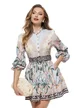 Rochie eleganta imprimeu floral bohemian floral cu nasturi bijuterie diferiti si curea